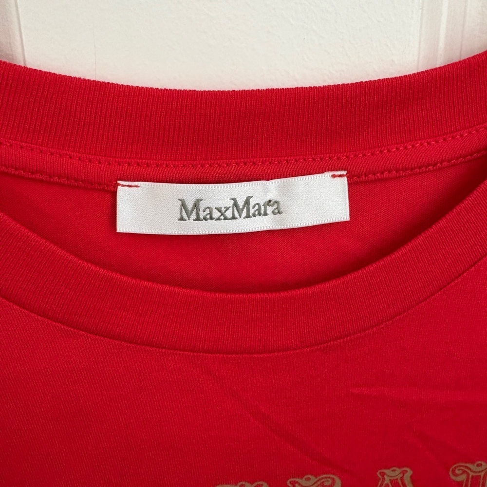 Max Mara Rosso Red Tee Women’s Small Cotton Designer - Picture 4 of 8